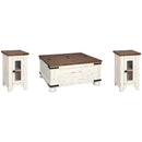 Signature Design by Ashley Wystfield T459T2 Coffee Table and 2 Chairside End Tables IMAGE 1
